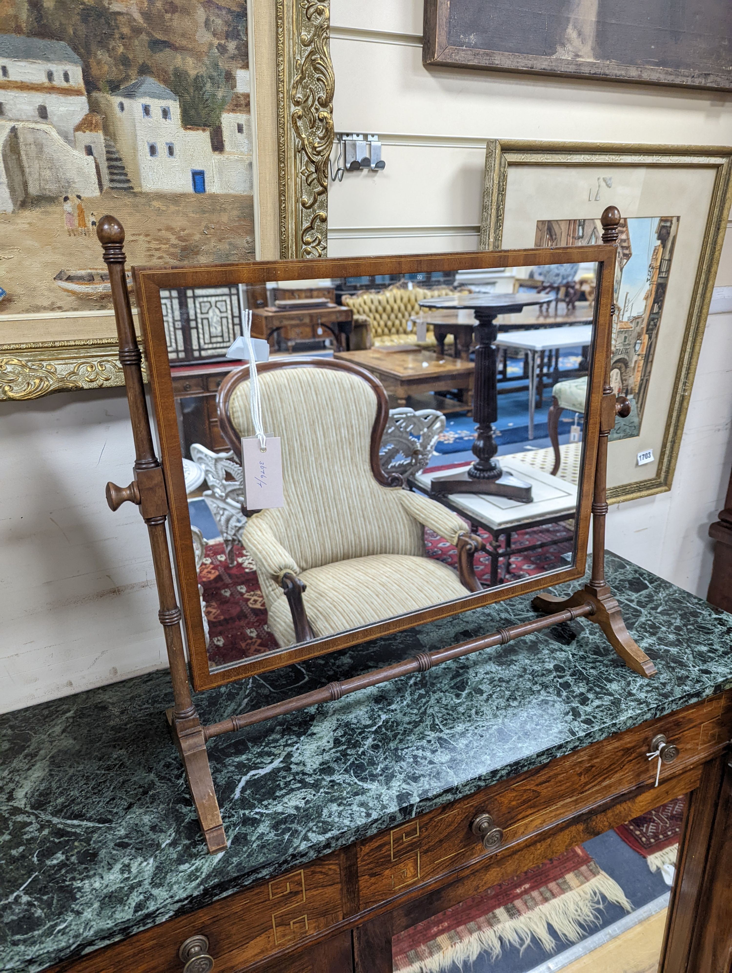 A Victorian mahogany toilet mirror, width 55cm